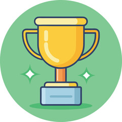 Trophy cup Champion trophy shiny golden cup sport award Winner prize champions celebration winning concept modern flat design simple vector illustration isolated transparent background