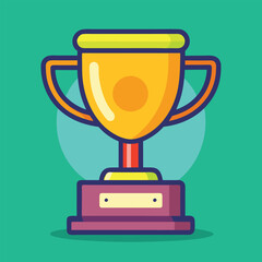 Trophy cup Champion trophy shiny golden cup sport award Winner prize champions celebration winning concept modern flat design simple vector illustration isolated transparent background