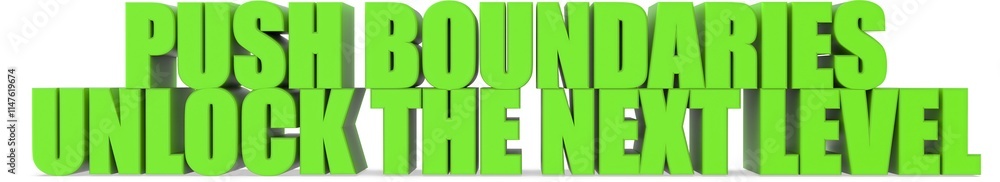 Poster push boundaries unlock the next level, 3d text