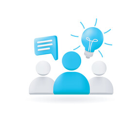 Team working with idea light bulb and bubble chat