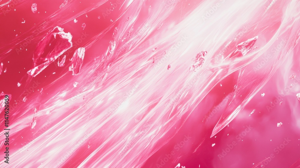 Poster dynamic ice shards exploding in a vibrant pink background abstract visual art digital environment cl