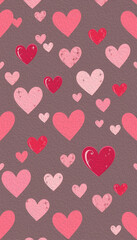 Valentine's Day card design. Illustration with oil paint. Pattern for printing on wall decorations, covers, wallpapers