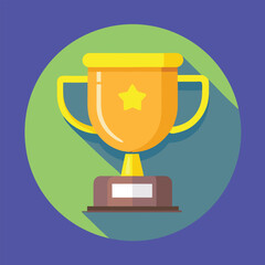 Trophy cup Champion trophy shiny golden cup sport award Winner prize champions celebration winning concept modern flat design simple vector illustration isolated transparent background