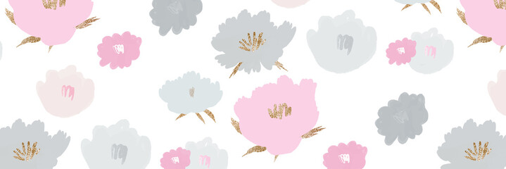 Fototapeta premium Floral pattern banner png hand drawn