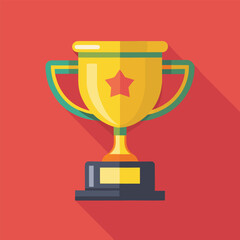 Trophy cup Champion trophy shiny golden cup sport award Winner prize champions celebration winning concept modern flat design simple vector illustration isolated transparent background
