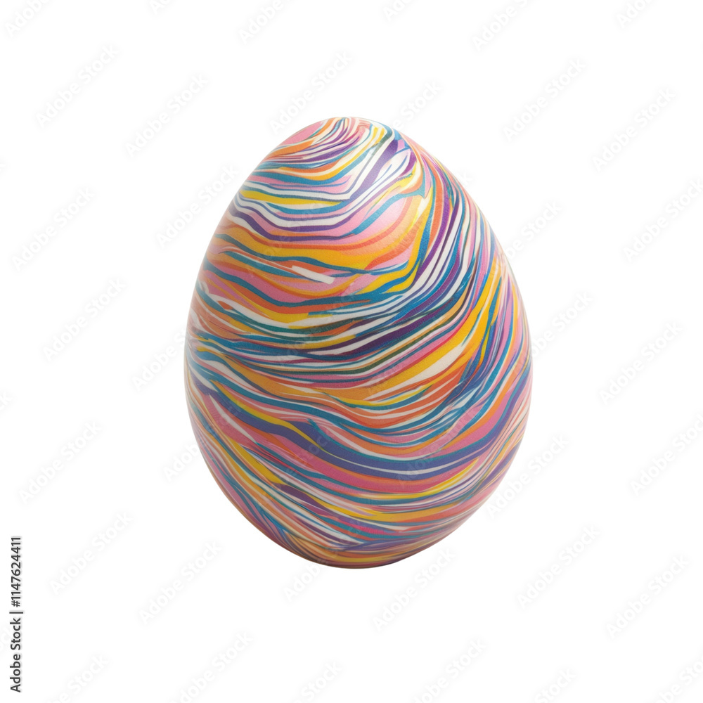 Poster a colorful, marbled egg with vibrant swirls of various shades, showcasing intricate patterns and a s