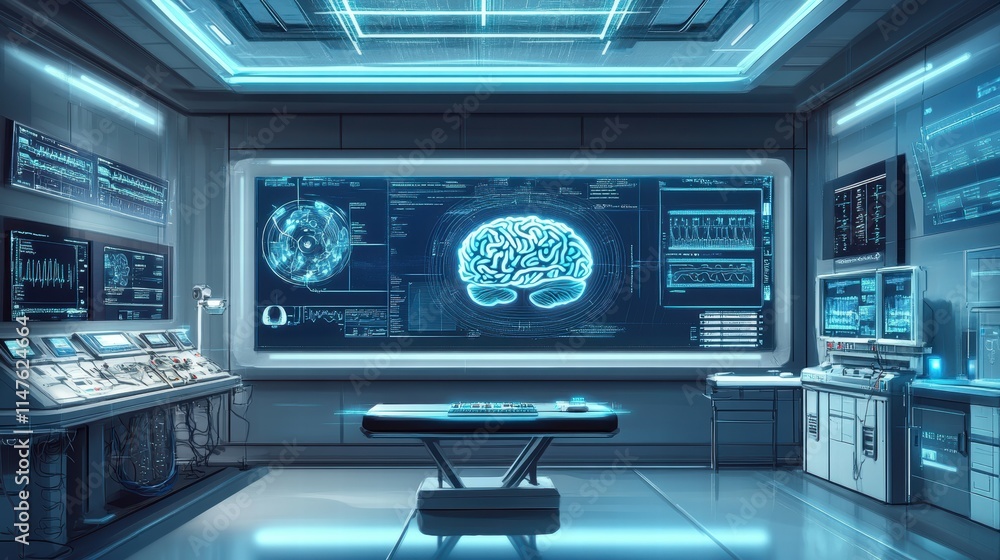 Poster high-tech neural interface laboratory for brain-computer research