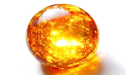 Glowing fiery sphere with intense bright light inside.