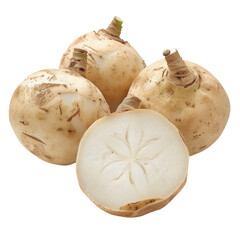 fresh jicama with slice isolated on transparent background Remove png, Clipping Path, pen tool