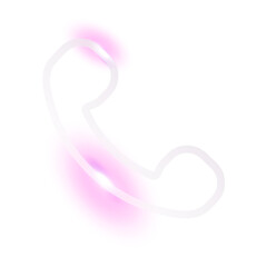 Phone call png technology icon in neon purple on transparent background