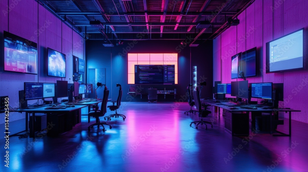 Aufkleber modern virtual reality development studio with advanced technology setup