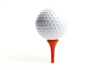 Close-up of a white golf ball on a red tee against a white background. (1)