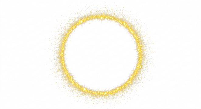golden glitters circle made of star dust isolated on transparent background
