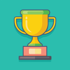 Trophy cup Champion trophy shiny golden cup sport award Winner prize champions celebration winning concept modern flat design simple vector illustration isolated transparent background