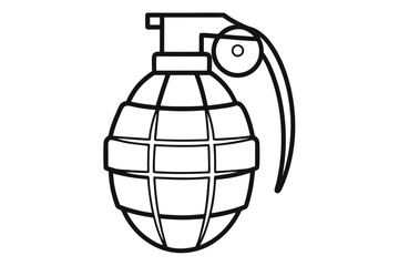 Fototapeta premium Hand Grenade in Vector Style Line Drawing Illustration