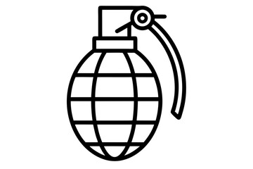 Hand Grenade in Vector Style Line Drawing Illustration