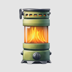 Portable Camping Stove in Green with Flame Inside for Outdoor Cooking, Adventure, and Camping Gear Perfect for Hiking, Backpacking, and Emergency Preparedness Compact, Lightweight Design