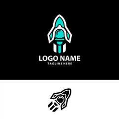rocket bell logo logo design vector