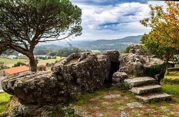 Pedra do Home medieval necropolis in Portomouro. Val do Dubra, Galicia, Spain.