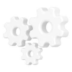 3D gears png clipart, business collaboration illustration on transparent background