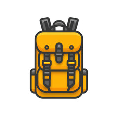 Naklejka premium orange icon of Backpack isolated on a transparent background Minimalist flat icon, vector logo style sign clipart on a no background png