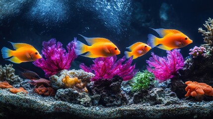 Obraz premium Colorful underwater scene with vibrant fish and coral.