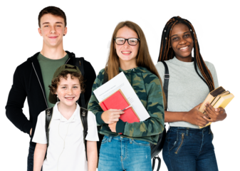 Happy students png sticker, transparent background