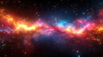 Naklejka premium Cosmic nebula, vibrant colors, swirling stardust.