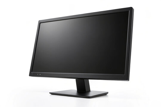 Computer monitor in black over a white background