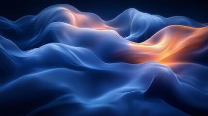 Fototapeta premium Abstract blue waves with glowing particles creating a mesmerizing backdrop. Perfect for a serene wallpaper or modern design concepts.