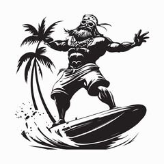 Cheerful Tourists Surfing the Waves on Hawaii Island with Joy and a Spirit of Freedom vector image