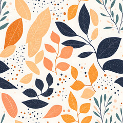 floral flower and leaf elements modern doodle illustrator seamless pattern for wallpaper or background