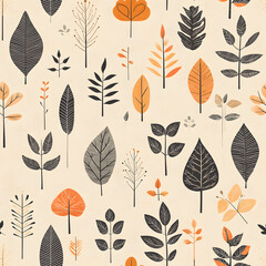floral flower and leaf elements modern doodle illustrator seamless pattern for wallpaper or background