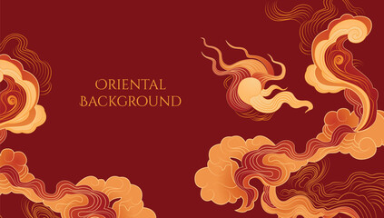 Linear oriental cloud abstract background vector © Brightlord