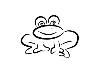 line drawing of frog isolated on white background. Frog sketch vector illustration.