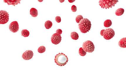  Falling lychee isolated on png background