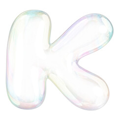 K png letter sticker, 3D transparent holographic bubble