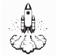 Fototapeta premium Rocket Launch Images vector isolated on white background.