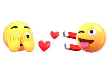 3D emoticons png flirting sticker, transparent background