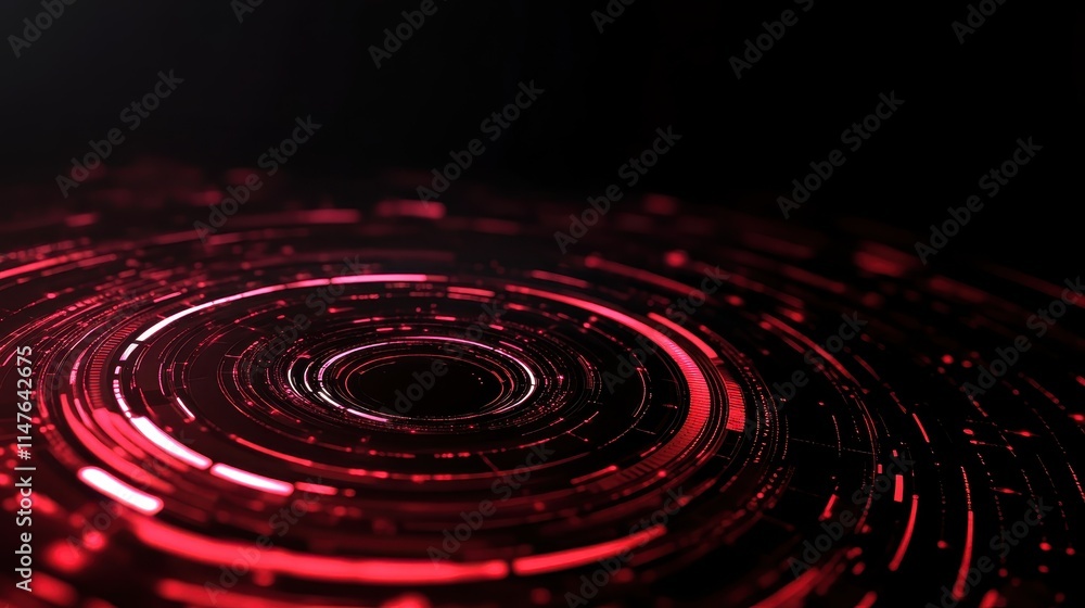 Aufkleber dynamic red circular patterns illustrating abstract technology concepts in a dark environment