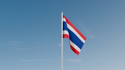 Thailand flag on blue sky 3d illustration image