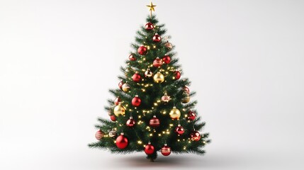 Obraz premium Christmas tree decorated with ornaments and festive light