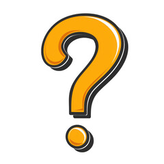 orange icon of flat Question mark isolated on a transparent background Minimalist flat icon, vector logo style sign clipart on a no background png