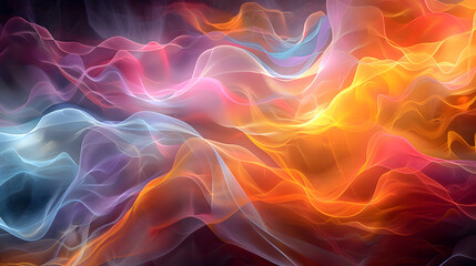Obraz premium Colorful glowing waves of light in a dark abstract design