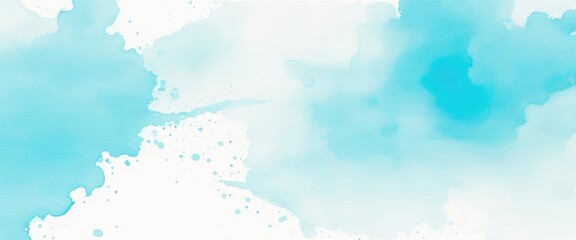 Obraz premium light Cyan blue watercolor wet wash splash background