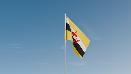 Brunei flag on blue sky 3d illustration image