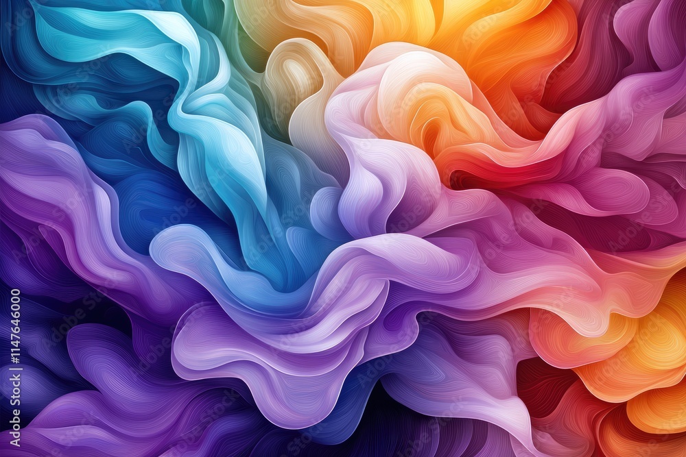 Poster dynamic abstract color waves digital art vibrant swirls contemporary design close-up view fluid moti