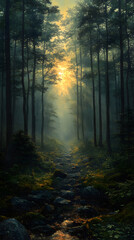 Obraz premium night in the forest