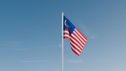 Malaysia flag on blue sky 3d illustration image