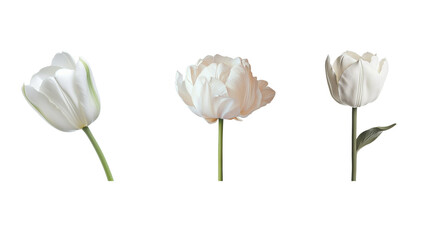 Isolated tulips on white background.